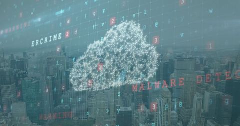 Digital Cloud Amidst Cityscape Revolving Around Data and Security - Download Free Stock Images Pikwizard.com