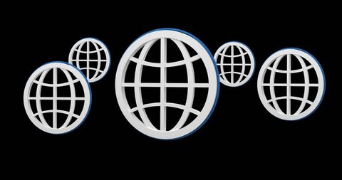 Multiple White Globe Icons on Black Background - Download Free Stock Images Pikwizard.com