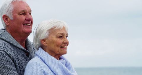 Senior Couple Enjoying Peaceful Sea View by Coast - Download Free Stock Images Pikwizard.com