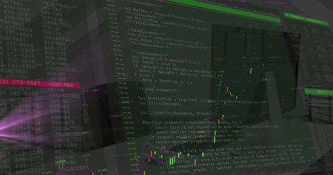 Data Processing Code on Transparent Monitors in Modern Office - Download Free Stock Images Pikwizard.com