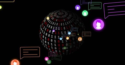 Digital Data Processing with AI Icons and Global Connectivity - Download Free Stock Images Pikwizard.com