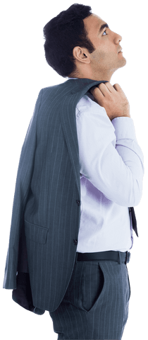 Transparent Asian Businessman Looking Up Contemplatively