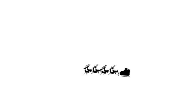 Silhouette of Santa Claus in Sleigh with Reindeers on White Background - Download Free Stock Images Pikwizard.com