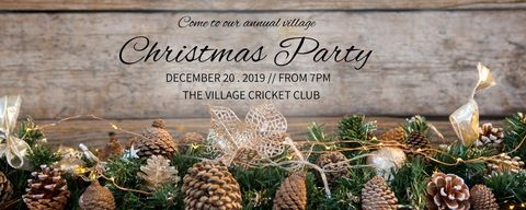 Rustic christmas party invitation with pine cones and decorations