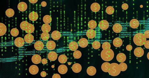 digital dollar symbols overlay with binary code background - Download Free Stock Images Pikwizard.com