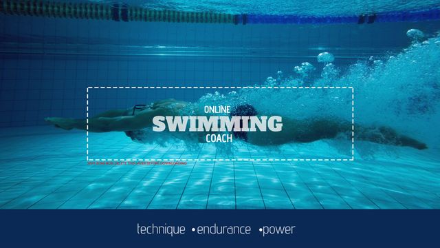 Professional Swimmers Underwater Promoting Online Swimming Coach Services - Download Free Stock Templates Pikwizard.com