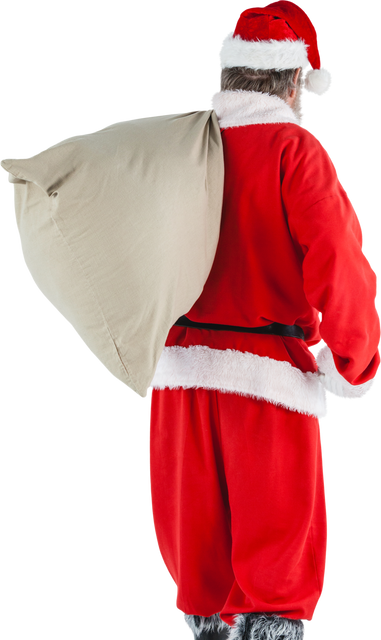 Transparent Rear View of Santa Claus Carrying Gifts Sack - Download Free Stock Videos Pikwizard.com