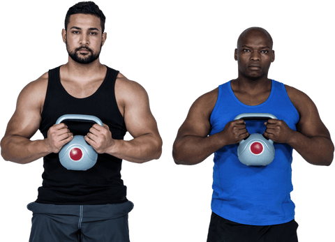 Transparent Diverse Athletes Holding Kettlebells Workout