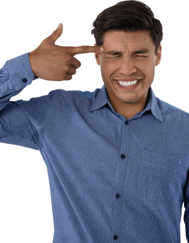 frustrated man gesturing gun to head on transparent background - Download Free Stock Videos Pikwizard.com