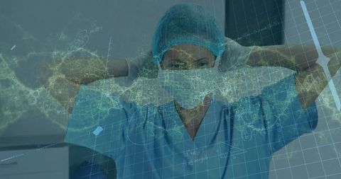 Surgeon with Technical Overlay Highlighting Medical Research