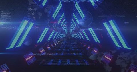 Futuristic Digital Tunnel with Data Processing Visuals - Download Free Stock Images Pikwizard.com