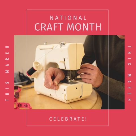 sewing machine crafting for national craft month celebration - Download Free Stock Templates Pikwizard.com