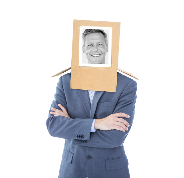 Businessman with Transparent Photo Box on Head in Suit with Crossed Arms - Download Free Stock Videos Pikwizard.com