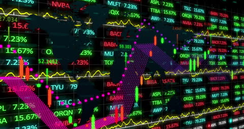Animated Financial Data Display with Global Map
