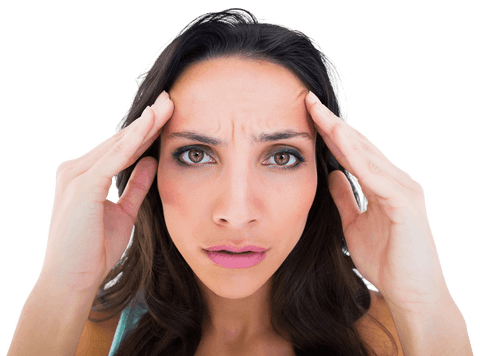 worried woman touching temples in transparent background - Download Free Stock Videos Pikwizard.com