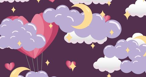 Celestial celebration theme with hearts and moons