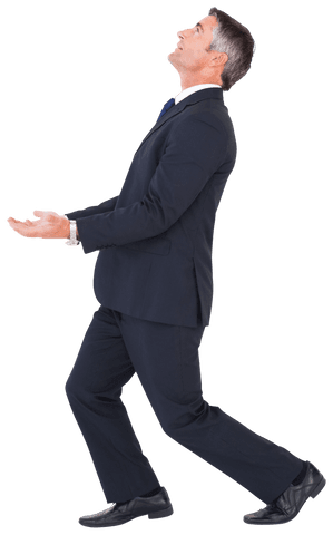 Elegant Businessman Gesturing Confident Expression Transparent Background