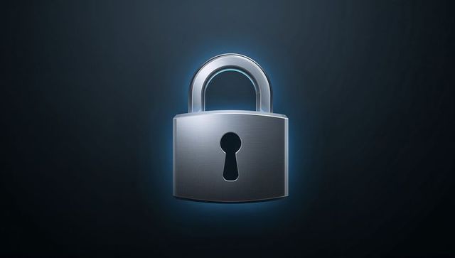 Chrome Padlock Symbolizing Data Protection with Blue Glow on Dark Background