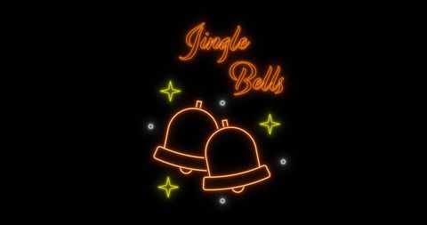 Neon jingle bells with stars for christmas celebration
