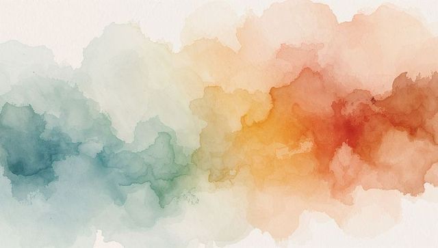 Abstract watercolor gradient in teal, gold, and orange hues