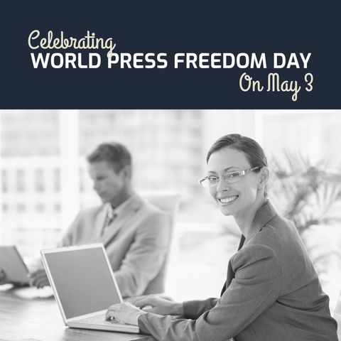 Professional Office Workers Celebrating World Press Freedom Day - Download Free Stock Templates Pikwizard.com
