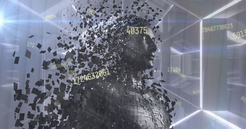 digitized human body in virtual cyber tunnel with moving numbers - Download Free Stock Images Pikwizard.com