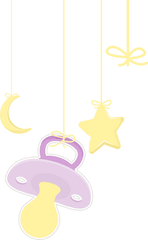 Hanging Baby Pacifier with Star and Moon Transparent Background