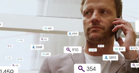 Caucasian Businessman Engaged in Digital Communication