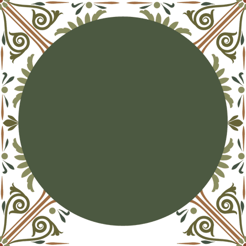 Vintage ornamental circular frame with transparent leaf motifs