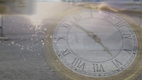 Surreal Time and Space Concept with Ticking Clock and Planets