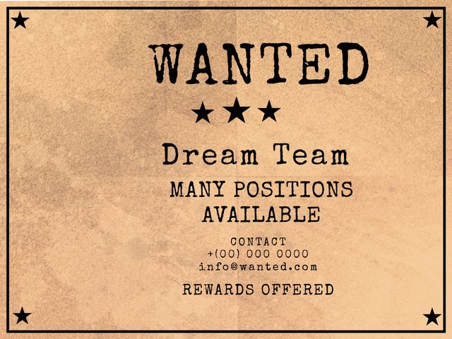 Vintage Wanted Poster Template for Creative Talent Recruitment - Download Free Stock Templates Pikwizard.com