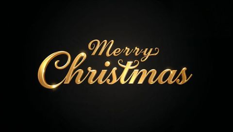 Golden merry christmas script cursive swashes sparkling metallic embossed typography