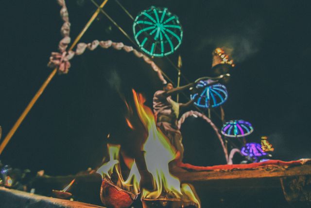 Traditional Hindu Fire Ritual at Night Festival - Download Free Stock Photos Pikwizard.com