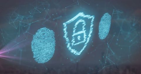 Digital Security Representation with Fingerprint and Padlock Icons - Download Free Stock Images Pikwizard.com