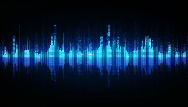 Digital audiovisual equalizer waves on dark background