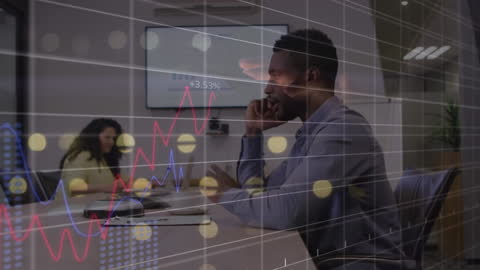 Diverse Business Team Analyzing Digital Market Data in Office