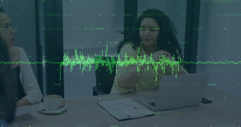 Collaborative Business Meeting with Digital Data Analysis Visualization