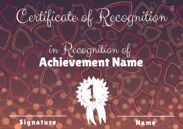 Elegant Certificate of Recognition Template for Educational or Corporate Achievements - Download Free Stock Templates Pikwizard.com