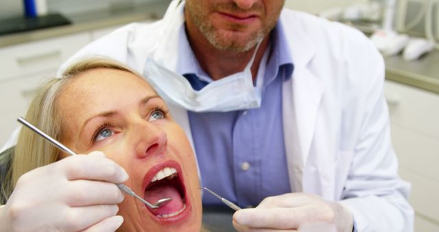 Dentist Examining A Patient's Teeth In Clinic - Download Free Stock Images Pikwizard.com