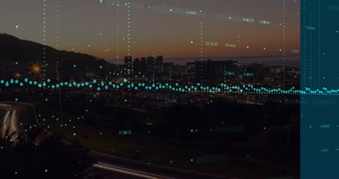 Financial Data Analysis Over Dynamic Cityscape at Night