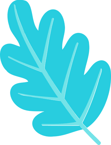 Transparent abstract turquoise oak leaf on transparent background