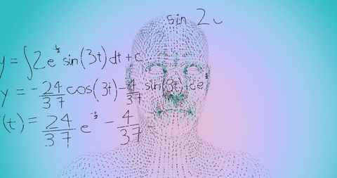 Digital Human with Floating Mathematical Equations