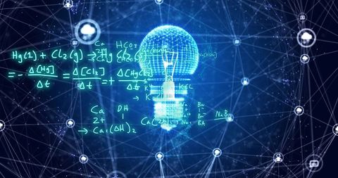 Digital Innovation Concept with Network Connections and Formulas - Download Free Stock Images Pikwizard.com