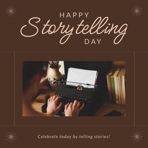 Celebrating World Storytelling Day with Retro Typewriter - Download Free Stock Templates Pikwizard.com