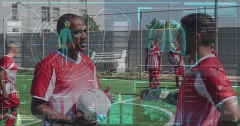 Digital Interface Analyzing Soccer Players on Field