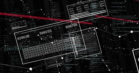Futuristic Digital Grid with Numeric Codes and Network Connections