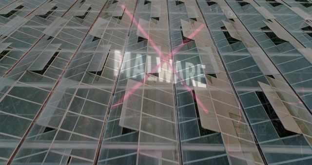 Illuminated Geometric Patterns on Modern Glass Skyscraper