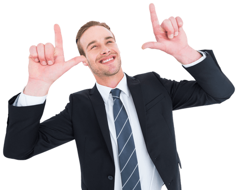 Transparent Smiling Businessman Excitedly Pointing Upwards - Download Free Stock Videos Pikwizard.com