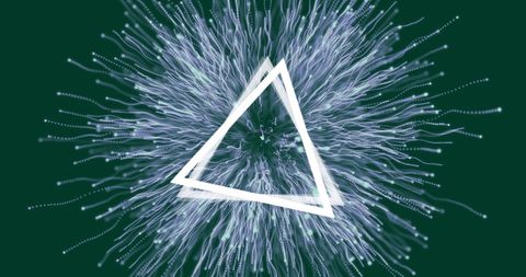 Abstract Geometric Triangle with Digital Light Trails