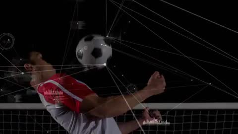 Soccer Player Heading Ball with Real-Time Tracking HUD and Performance Analytics